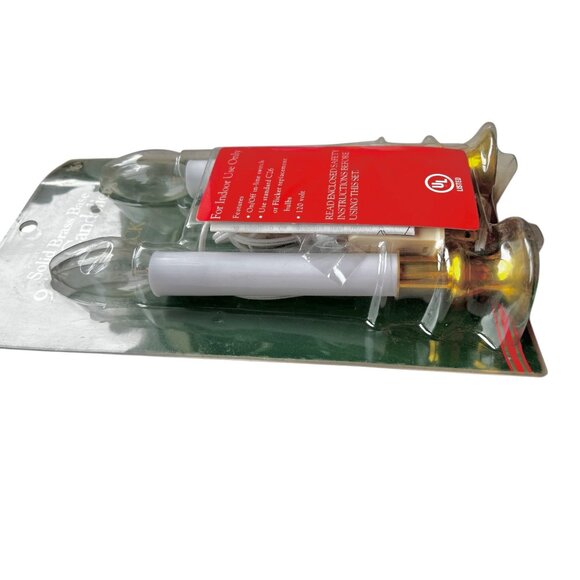 9-Inch Solid Brass Base Candoliers With Bulbs 2 Pack For Indoor Use Only On/Off - Picture 2 of 4
